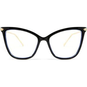 ✨ Feisedy Oversized Glasses Women Black Cat Eye Frame Light Blocking Eyewear